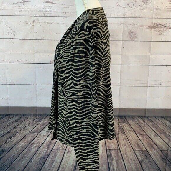 Channa Cardigan Sweater Womens XL Black Zebra Slinky Stretch Shimmer Formal - Picture 4 of 12